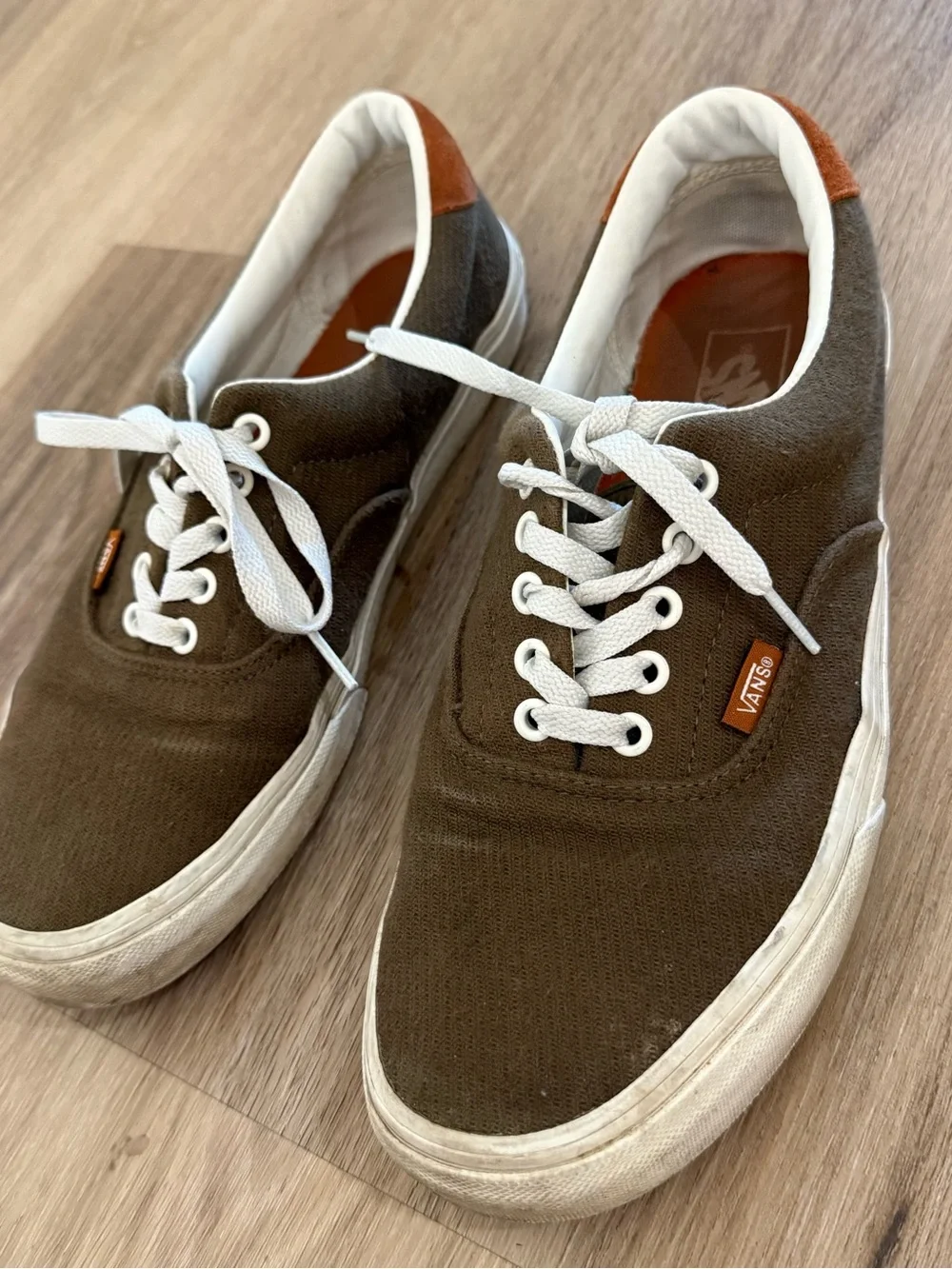 Vans Brown Canvas Low-Top Sneakers with White Accents